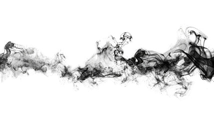 Abstract black in splash, paint, brush strokes, on transparent background