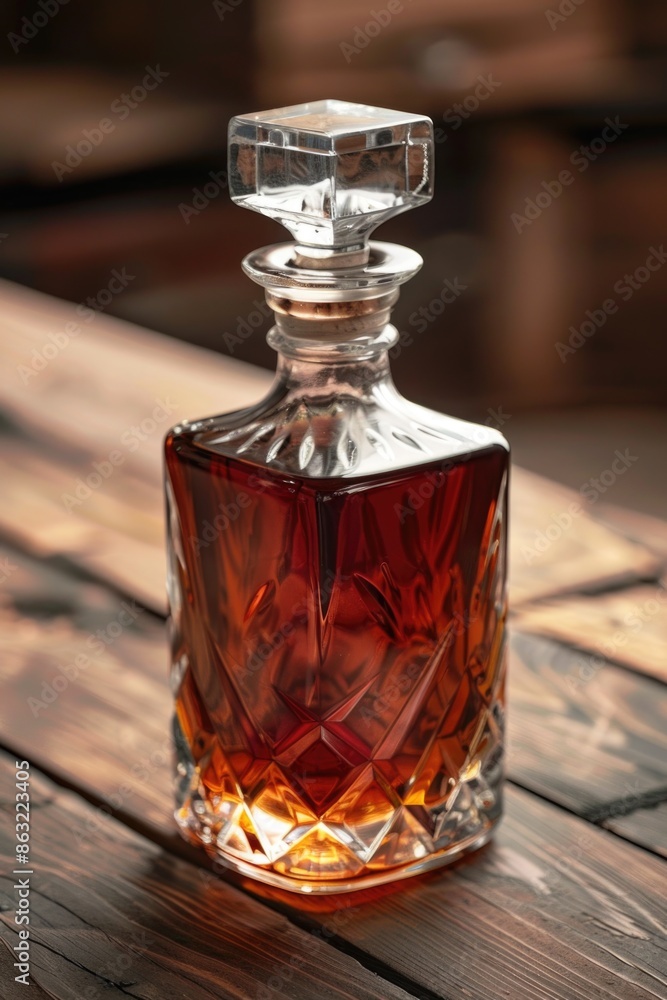 Canvas Prints liquor bottle on wooden table