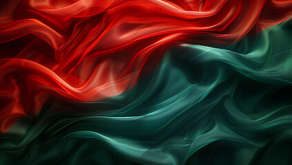 Abstract digital background or texture design of portuguese flag colors, Portugal national country symbol illustration wavy silk fabric background
