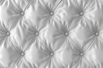 seamless subtle white diamond tufted upholstery pattern background texture overlay abstract soft puffy quilted sofa cushions or headboard displacement bump or height map 3d rendering