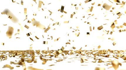 Gold confetti that floats down on transparent background