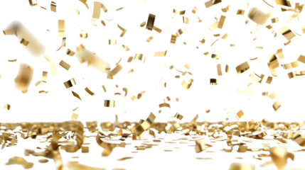 Gold confetti that floats down on transparent background