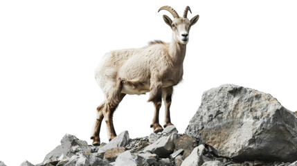 Ram with big horns on white background