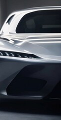 Naklejka premium A silver sports car with a futuristic design is shown in profile.