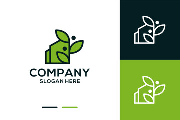 Green House logo Design vector, Nature home Logo design