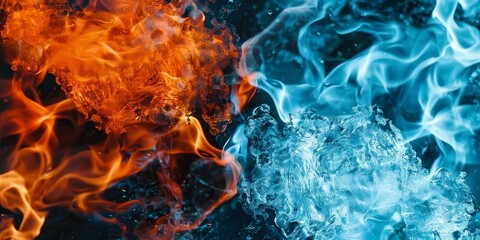 Fototapeta premium Vivid clash of ice and fire in dynamic close-up