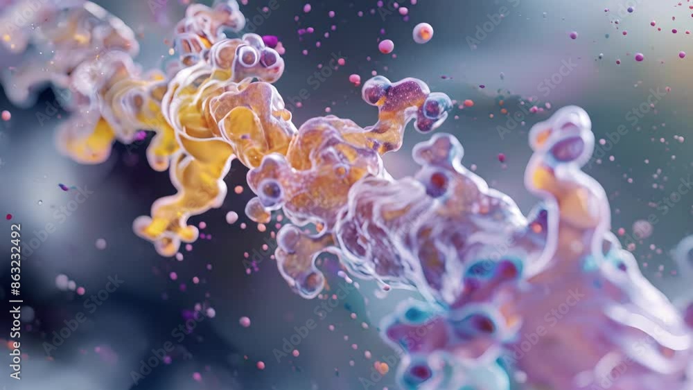 Poster electron microscopy animation of a protein kinase complex interacting with a receptor on the cell su