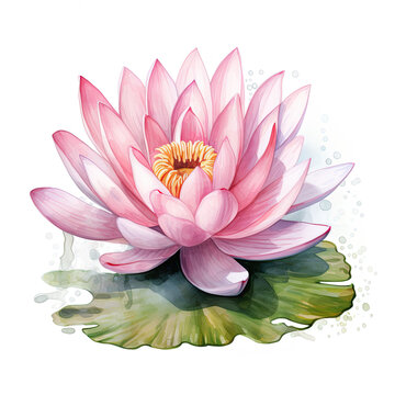 recommend clip art: Watercolor Waterlily Flower, clipart Illustration, Generative Ai
