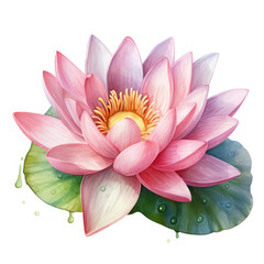 Watercolor Waterlily Flower, clipart Illustration, Generative Ai