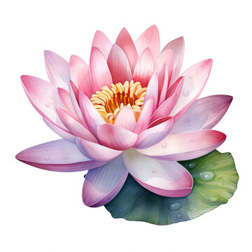 recommend clip art: Watercolor Waterlily Flower, clipart Illustration, Generative Ai