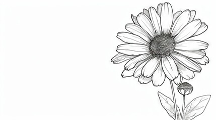   A black-and-white image of a flower against a white background, allowing space for added text in the center