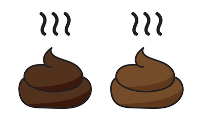 Poop vector set. Dog shit graphic. Animal poo icon.