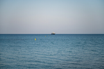 Naklejka premium The beautiful Luxury yacht in the sea at the blue sky