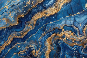 Blue and Gold Marble Close Up