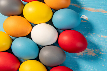 eggs painted in different colors to symbolize the passage of Christian Easter