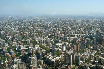 Naklejka premium Santiago, Chile, October 22, 2023, city view showing the architecture of the buildings and houses