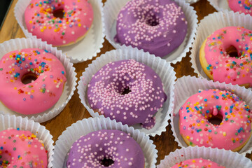 colorful donut sweets in party mold