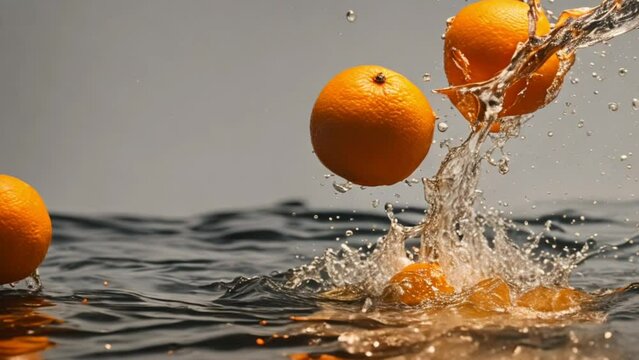 orange fruit in water splash