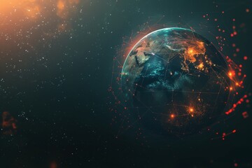 Obraz premium A fiery, burning Earth planet in space. A dramatic and apocalyptic view.