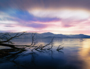 sunset over the lake