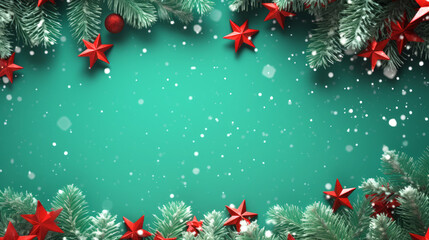 Naklejka premium Beautiful X Mas Theme Wallpaper in Green with Copyspace