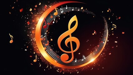 Fototapeta premium music note explosion with musical notes flying around