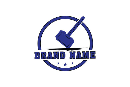 thor hammer circle logo design
