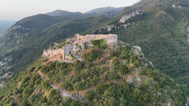 Ruins of old town in Mystras, Greece - archaeology background