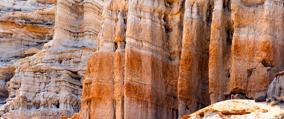 Sand stone rock formations at Red rock canyon state park in California.