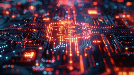 Obraz premium Digital twin technology visualizing crypto assets, representing innovation