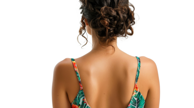Young woman standing back view on transparent background - Powered by Adobe