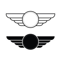 Wing stylish vintage outline, black logo design template vector illustration 