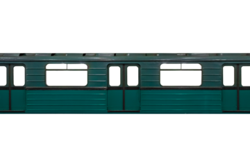 Textured body of an dark cyan subway train car isolated on transparent background.
