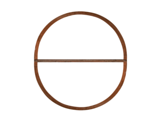 Round wooden old window with two parts isolated on transparent background.