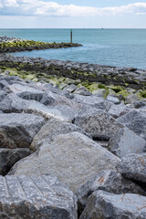 Southsea, Portsmouth new pedestrian promenade, dubbed the ‘theatre of the sea’, located in front of Southsea Castle. Part of the Southsea Coastal Scheme, with views across the Solent. 