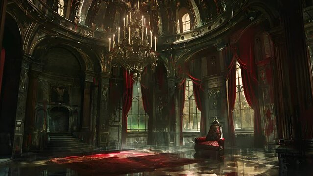 The castles once opulent throne room is now occupied by the ghostly figure of a king still ruling over his empty kingdom.