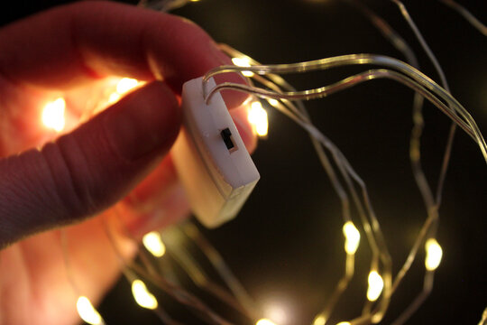 Tiny Twinkling Warm White Fairy Lights Glowing in the Dark