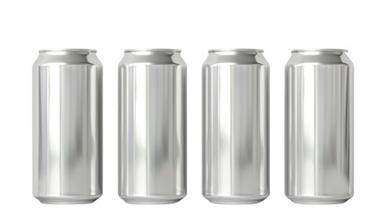 Blank beverage cans on transparent background