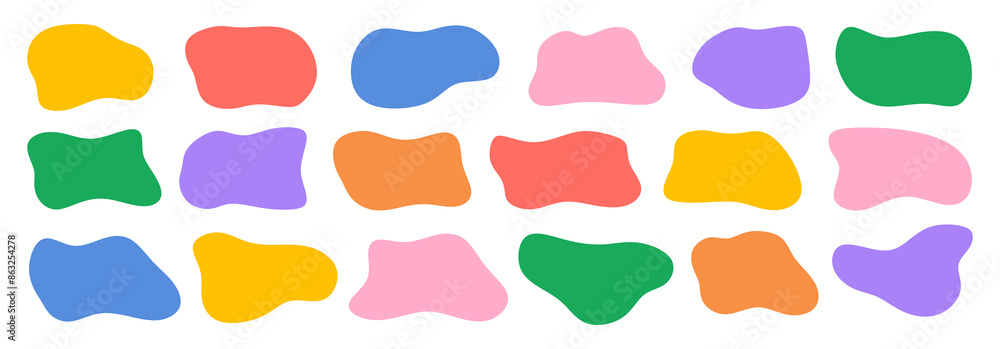 Aufkleber freeform colorful blob shapes. abstract minimal blotch shapes, liquid forms isolated on white backgr
