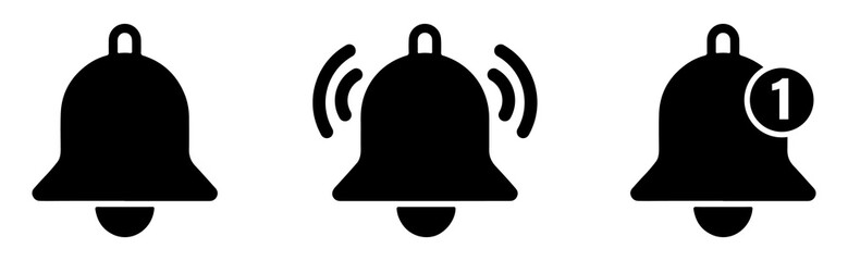 Bell notification flat vector icons set