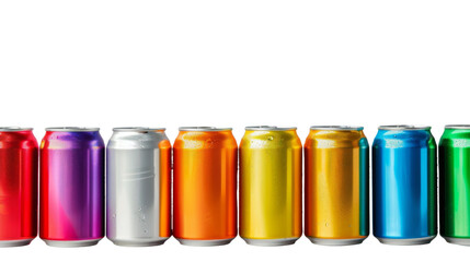Blank beverage cans on transparent background