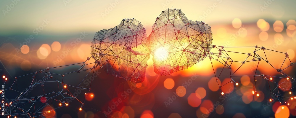 Poster abstract art with light and bokeh effects.