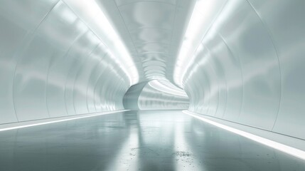 Futuristic City Underground Tunnel With Bright Lights. Generative AI