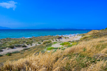 Tam Tam Beach - beautiful coast scenery with paradise beach on island Kos - travel destination in Greece, Europe