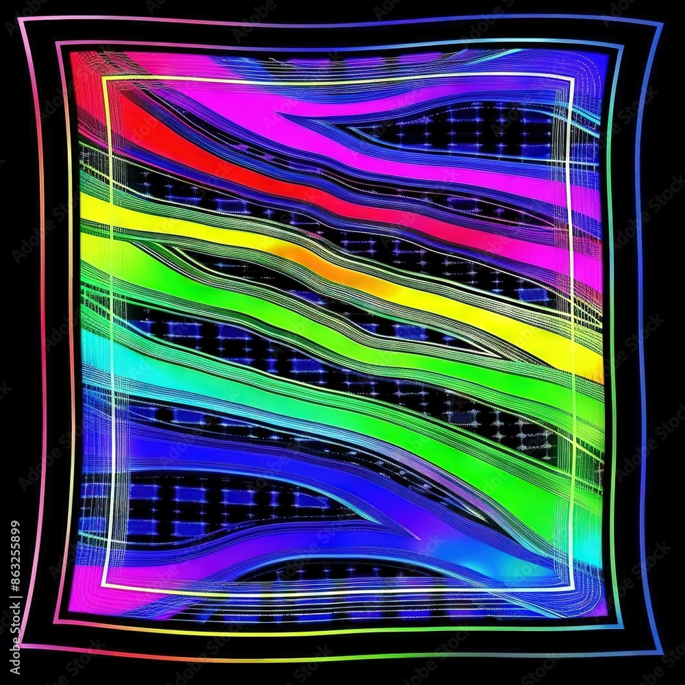 Poster   A monochrome image of a rectangular square on a dark backdrop with a white edge