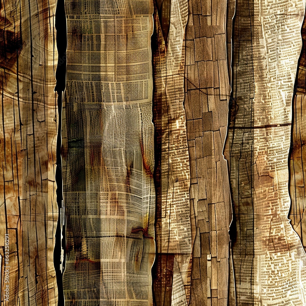 Poster a close-up of a tree trunk appears to have been split down the center and grafted together