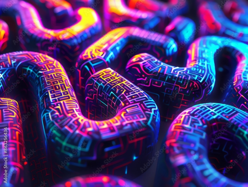 Poster abstract background with vibrant neon colors and intricate patterns. a futuristic and dynamic design