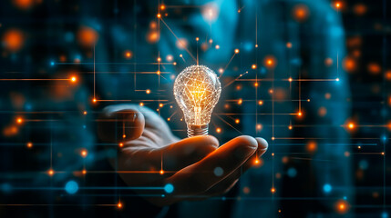 Futuristic Digital Interface, Abstract Background. Technology, Business, Finance, Science. High Tech Holographic Virtual Display, Intuitive User Experience, Data Analysis, Innovation, Work, Success