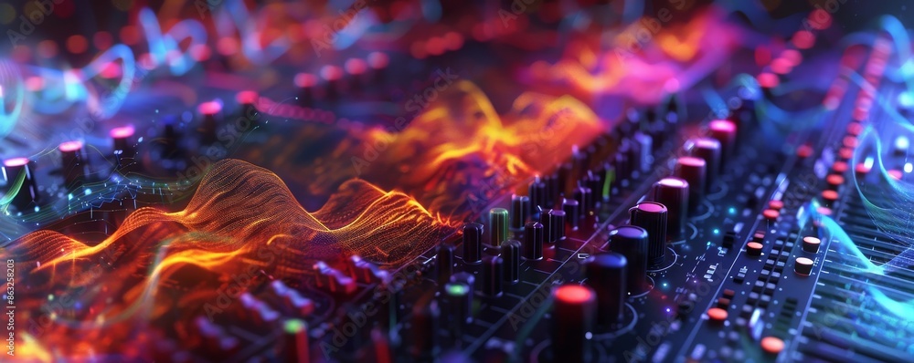 Poster abstract colorful digital art with swirling patterns and vibrant hues.