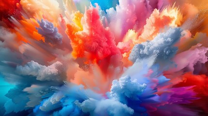 Abstract colorful explosion of vibrant colors in the shape of clouds.